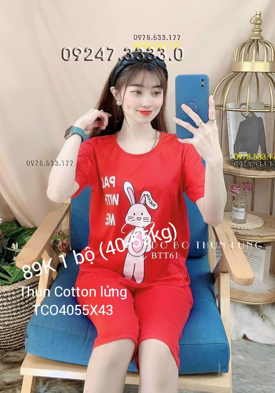 [40-55KG] Bộ mặc nhà thun cotton lưng đẹp trẻ trung dễ thương - TCO4055X43