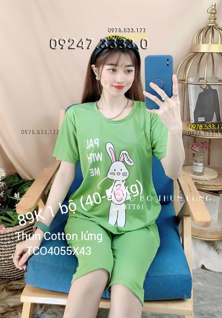[40-55KG] Bộ mặc nhà thun cotton lưng đẹp trẻ trung dễ thương - TCO4055X43