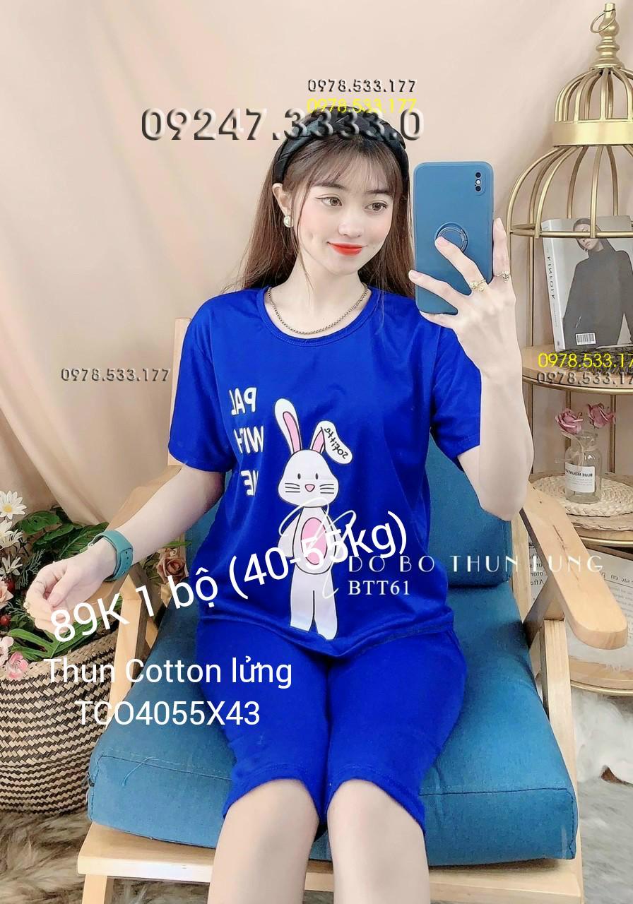 [40-55KG] Bộ mặc nhà thun cotton lưng đẹp trẻ trung dễ thương - TCO4055X43