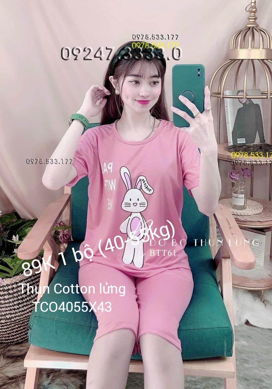 [40-55KG] Bộ mặc nhà thun cotton lưng đẹp trẻ trung dễ thương - TCO4055X43