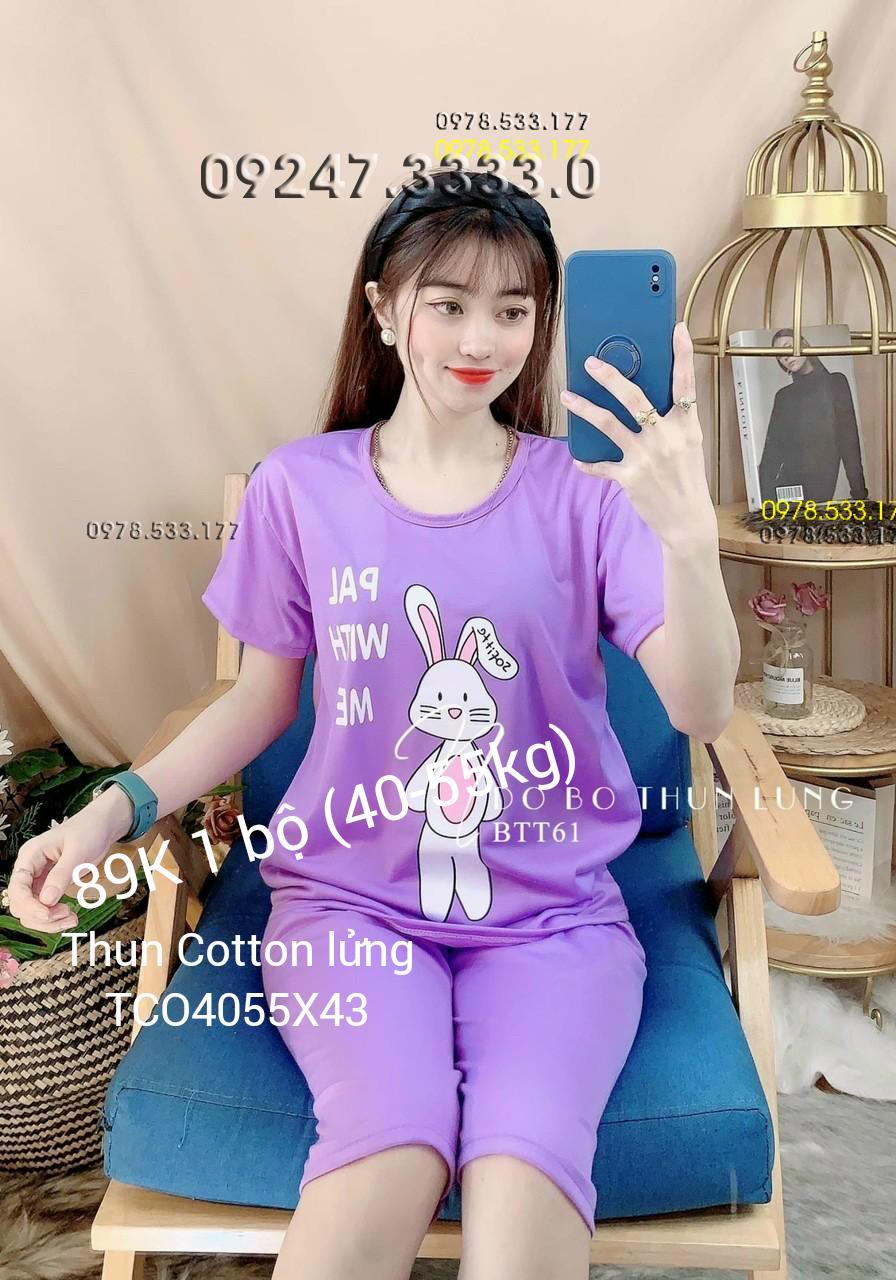 [40-55KG] Bộ mặc nhà thun cotton lưng đẹp trẻ trung dễ thương - TCO4055X43