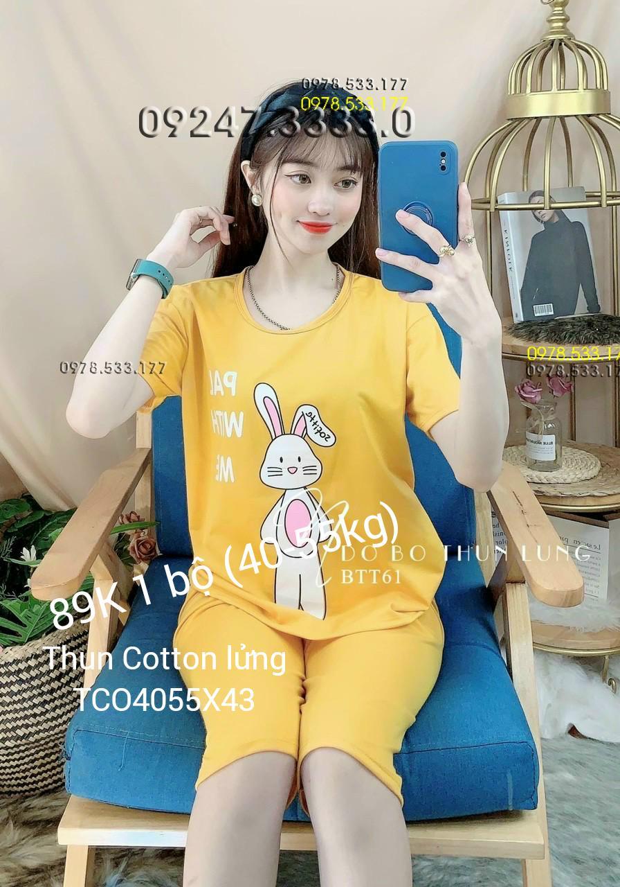 [40-55KG] Bộ mặc nhà thun cotton lưng đẹp trẻ trung dễ thương - TCO4055X43
