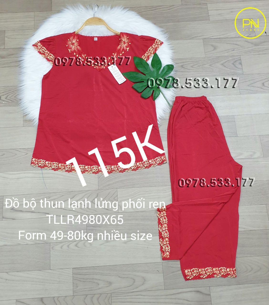 [49-80kg] Đồ bộ trung niên thun lạnh lửng phối ren cao cấp - TLLR4980X65