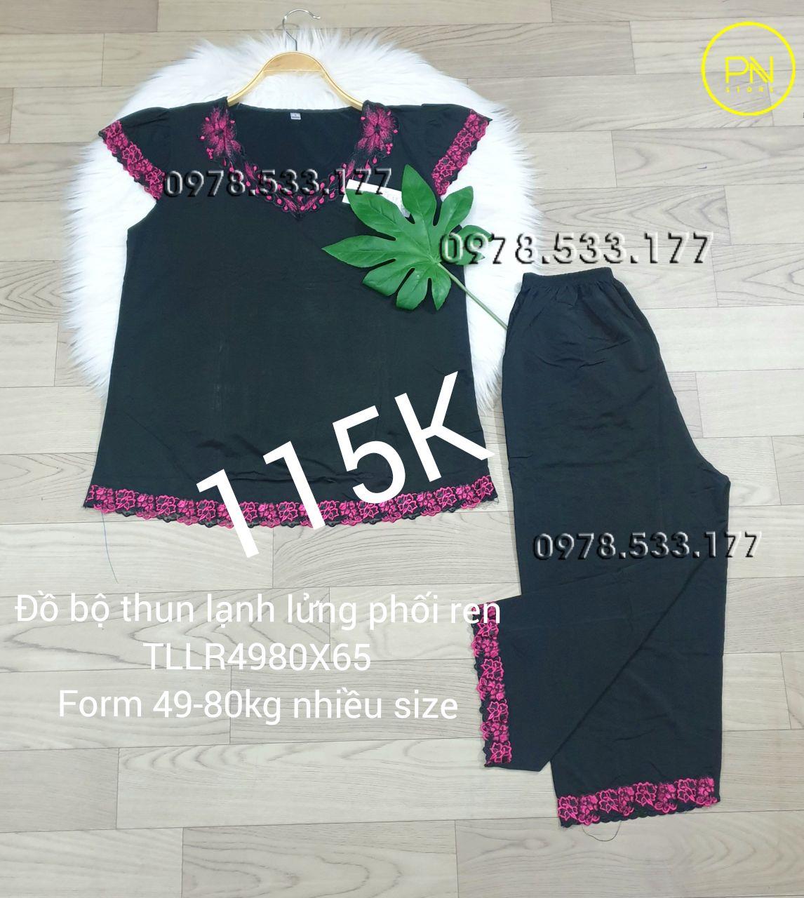 [49-80kg] Đồ bộ trung niên thun lạnh lửng phối ren cao cấp - TLLR4980X65