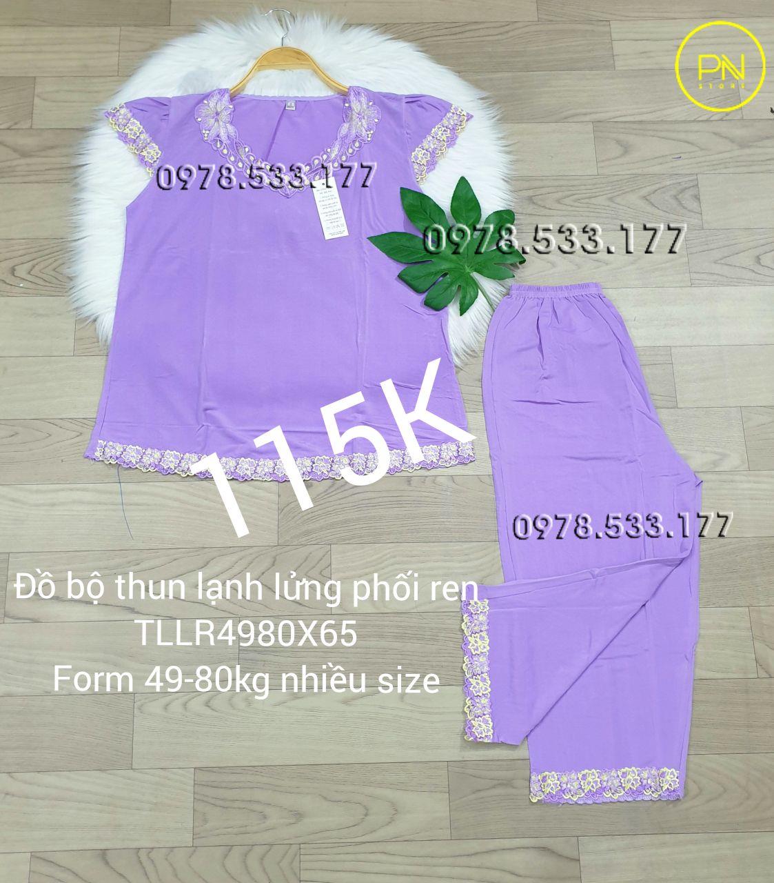 [49-80kg] Đồ bộ trung niên thun lạnh lửng phối ren cao cấp - TLLR4980X65