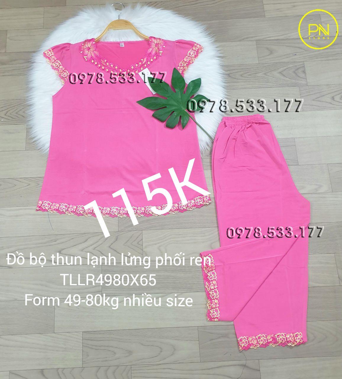 [49-80kg] Đồ bộ trung niên thun lạnh lửng phối ren cao cấp - TLLR4980X65