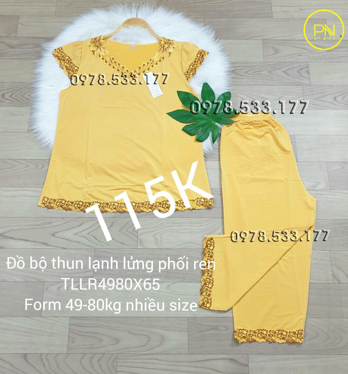 [49-80kg] Đồ bộ trung niên thun lạnh lửng phối ren cao cấp - TLLR4980X65