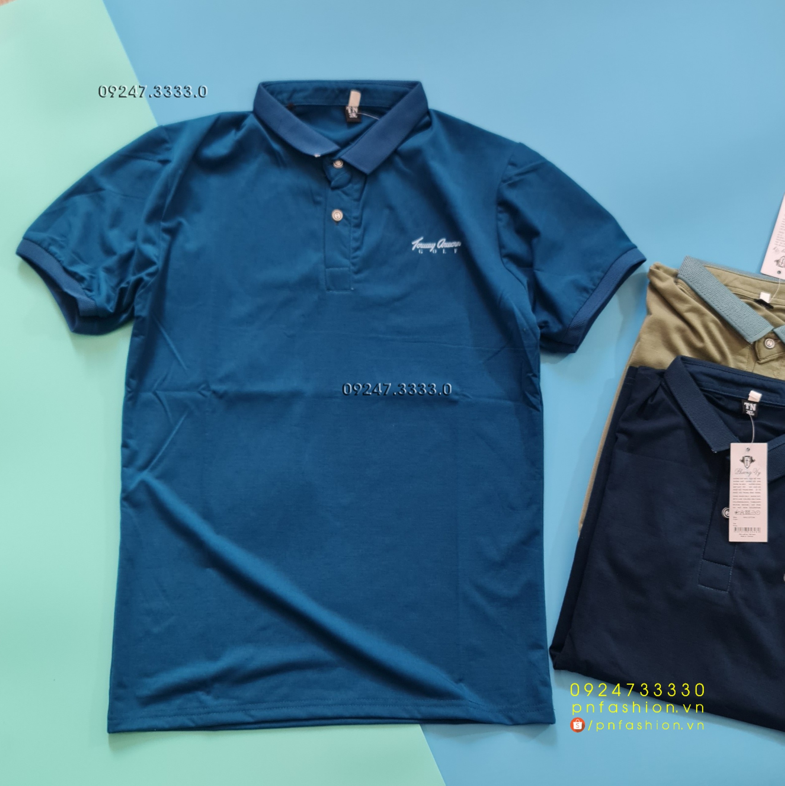 [45-50Kg] Áo thun nam có cổ thun cotton co giãn 4 chiều - PN241121-XL4550