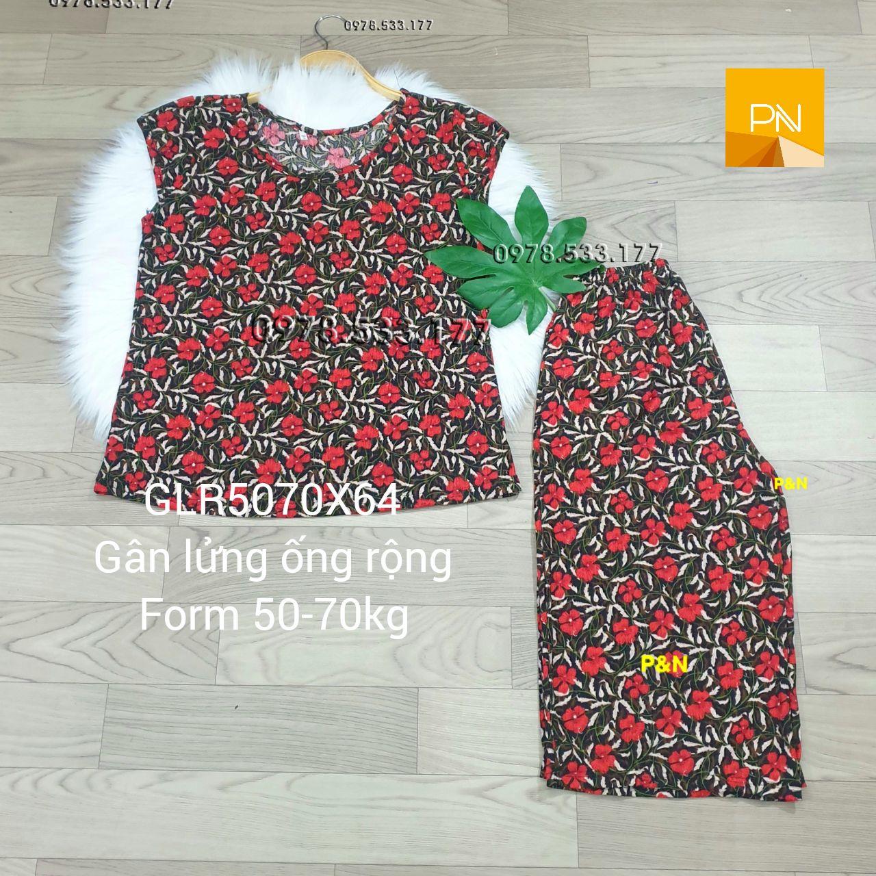 [50-70kg] Đồ bộ trung niên gân lửng ống rộng đẹp cao cấp - GLR5070X64