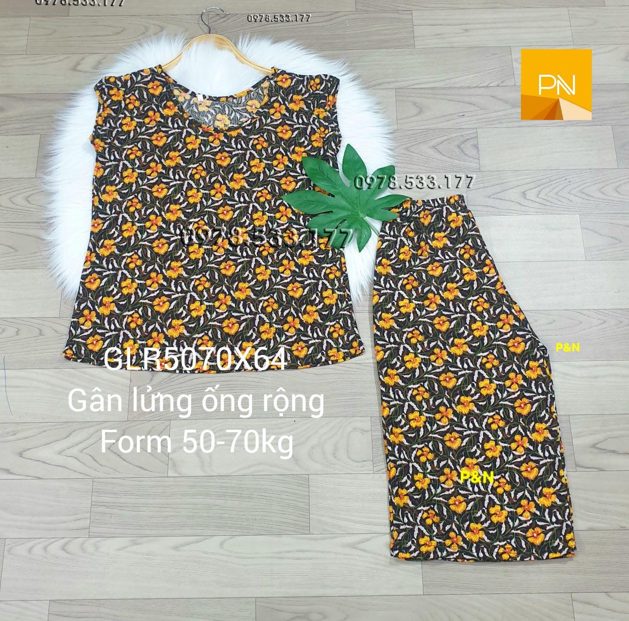 [50-70kg] Đồ bộ trung niên gân lửng ống rộng đẹp cao cấp - GLR5070X64