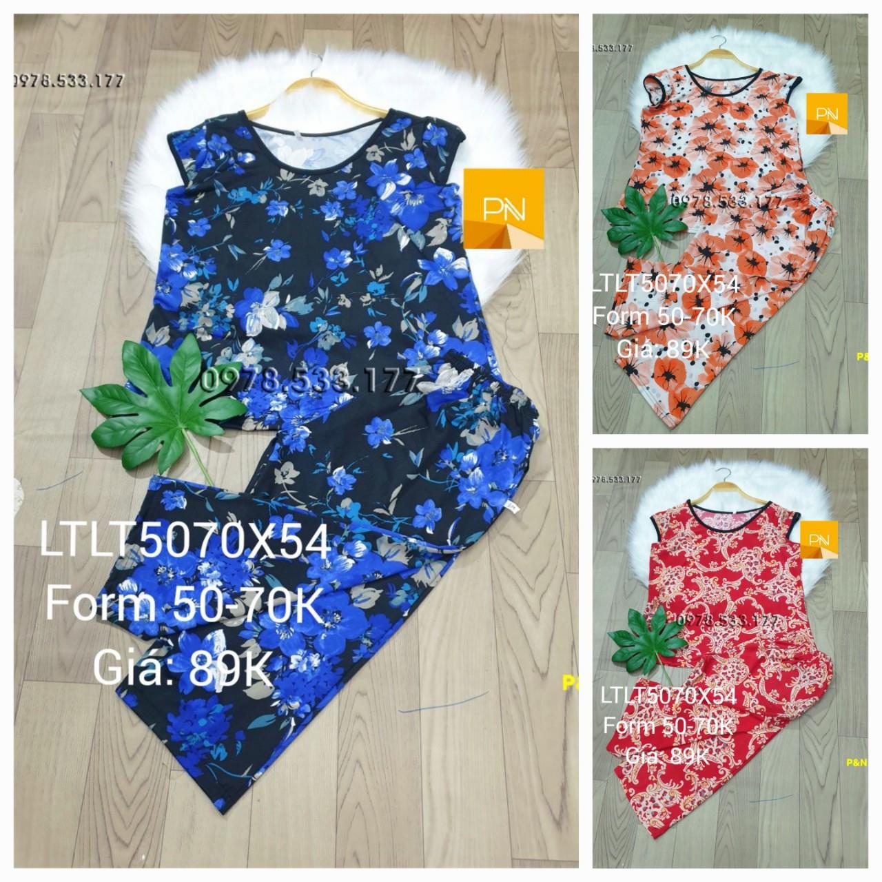 [50-70kg] Đồ bộ trung niên lạnh thái lửng túm bông đẹp - LTLT5070X54