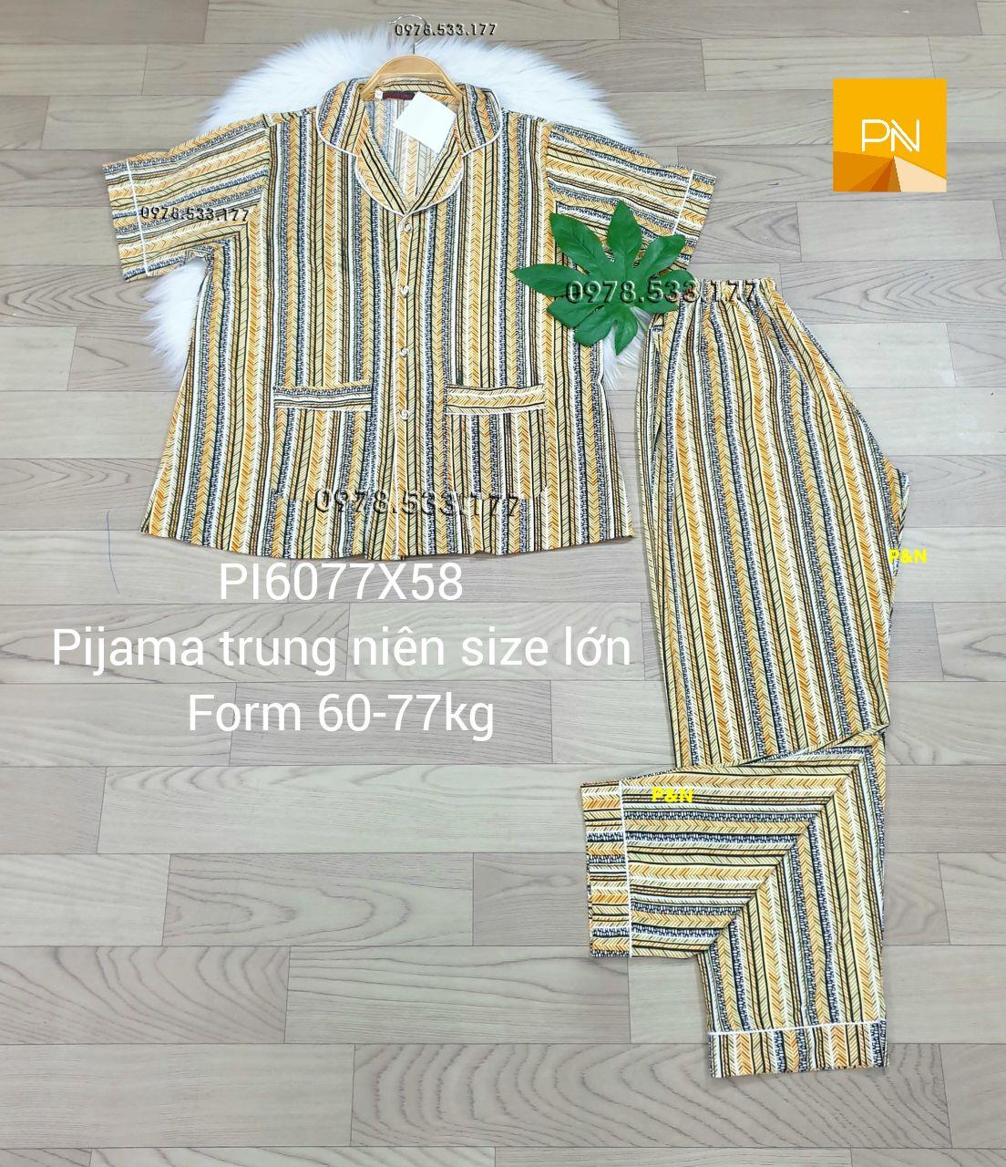 [60-77kg] Đồ bộ trung niên Pijama size lớn đẹp cao cấp - PI6077X58