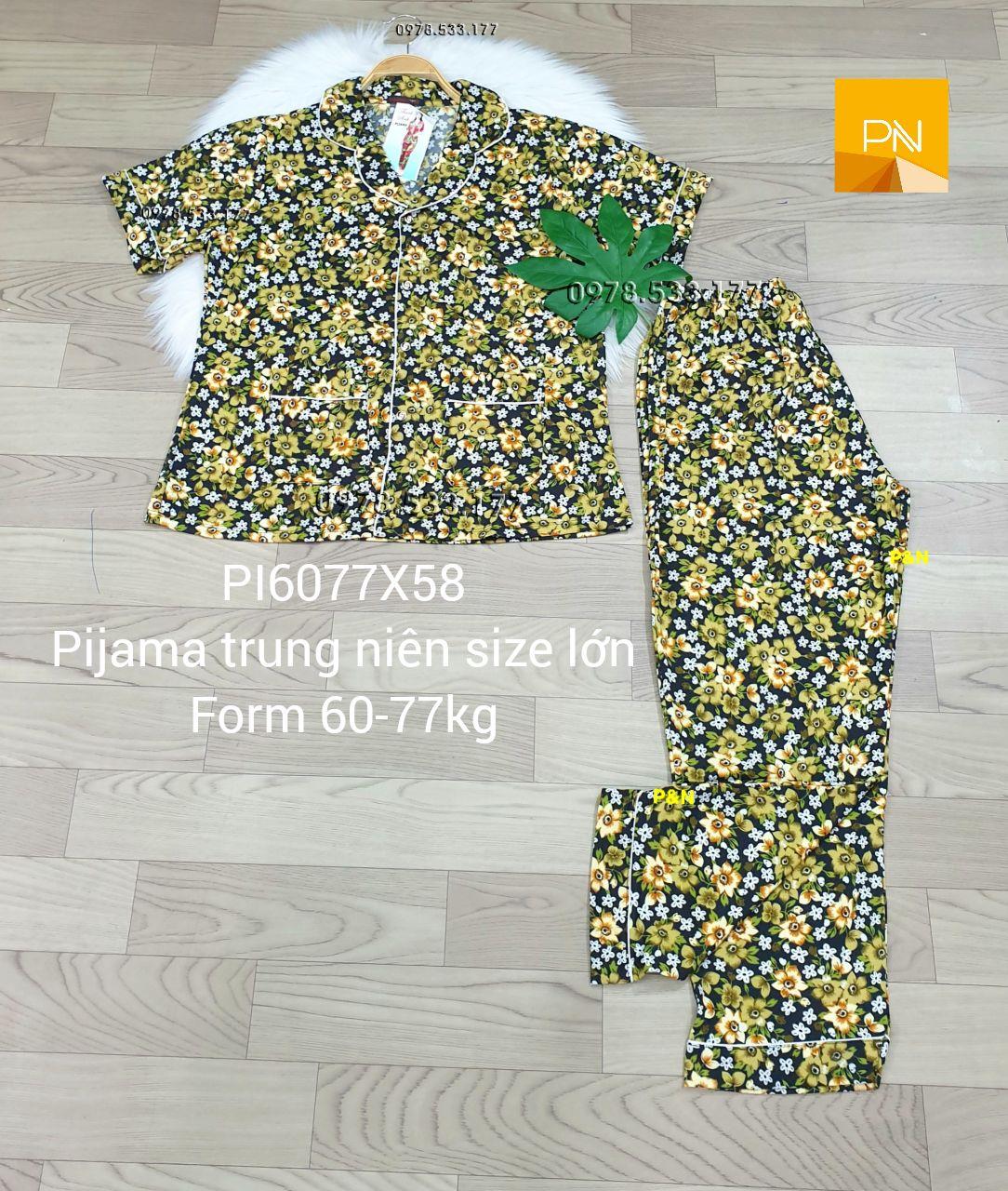 [60-77kg] Đồ bộ trung niên Pijama size lớn đẹp cao cấp - PI6077X58