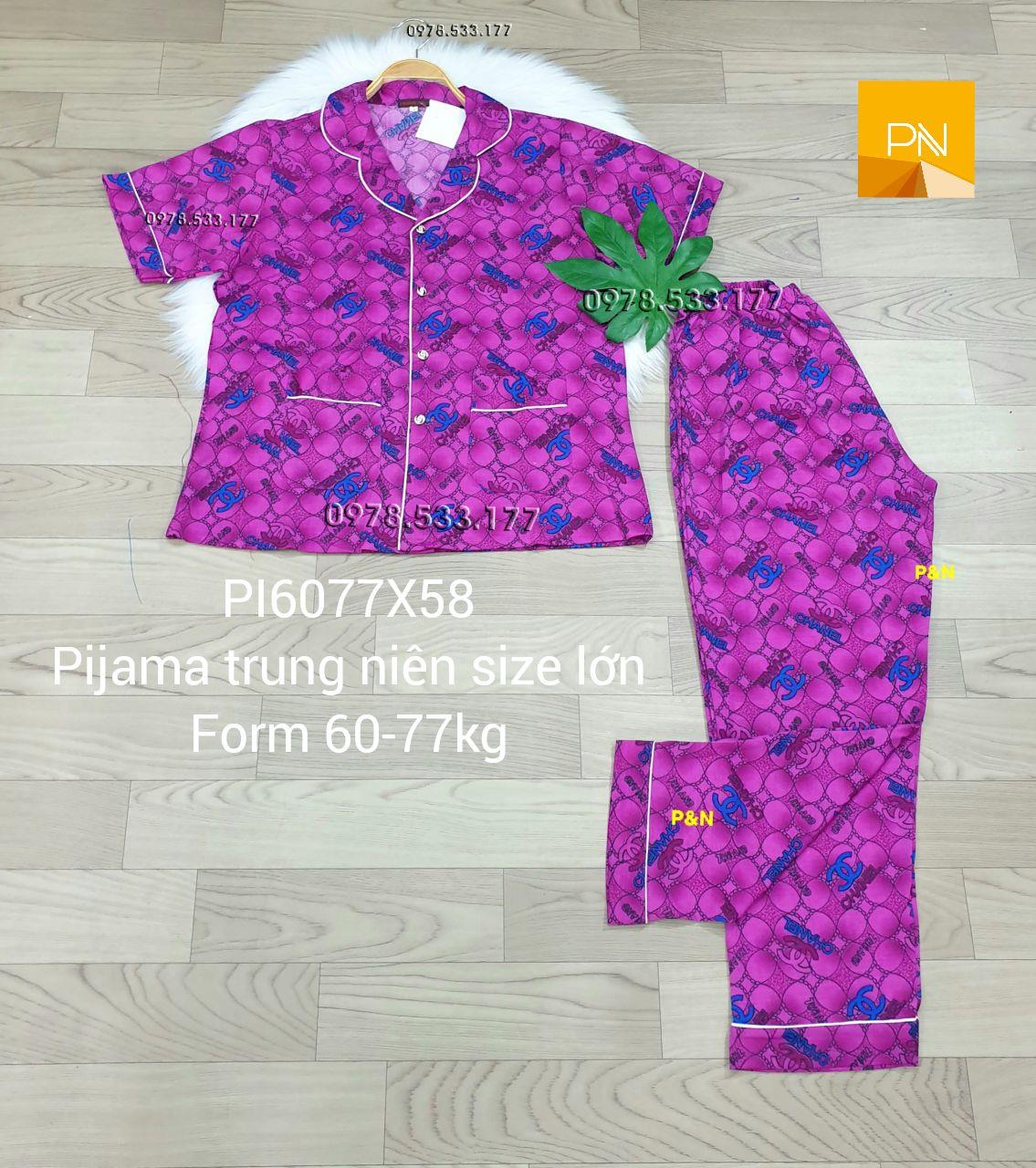 [60-77kg] Đồ bộ trung niên Pijama size lớn đẹp cao cấp - PI6077X58