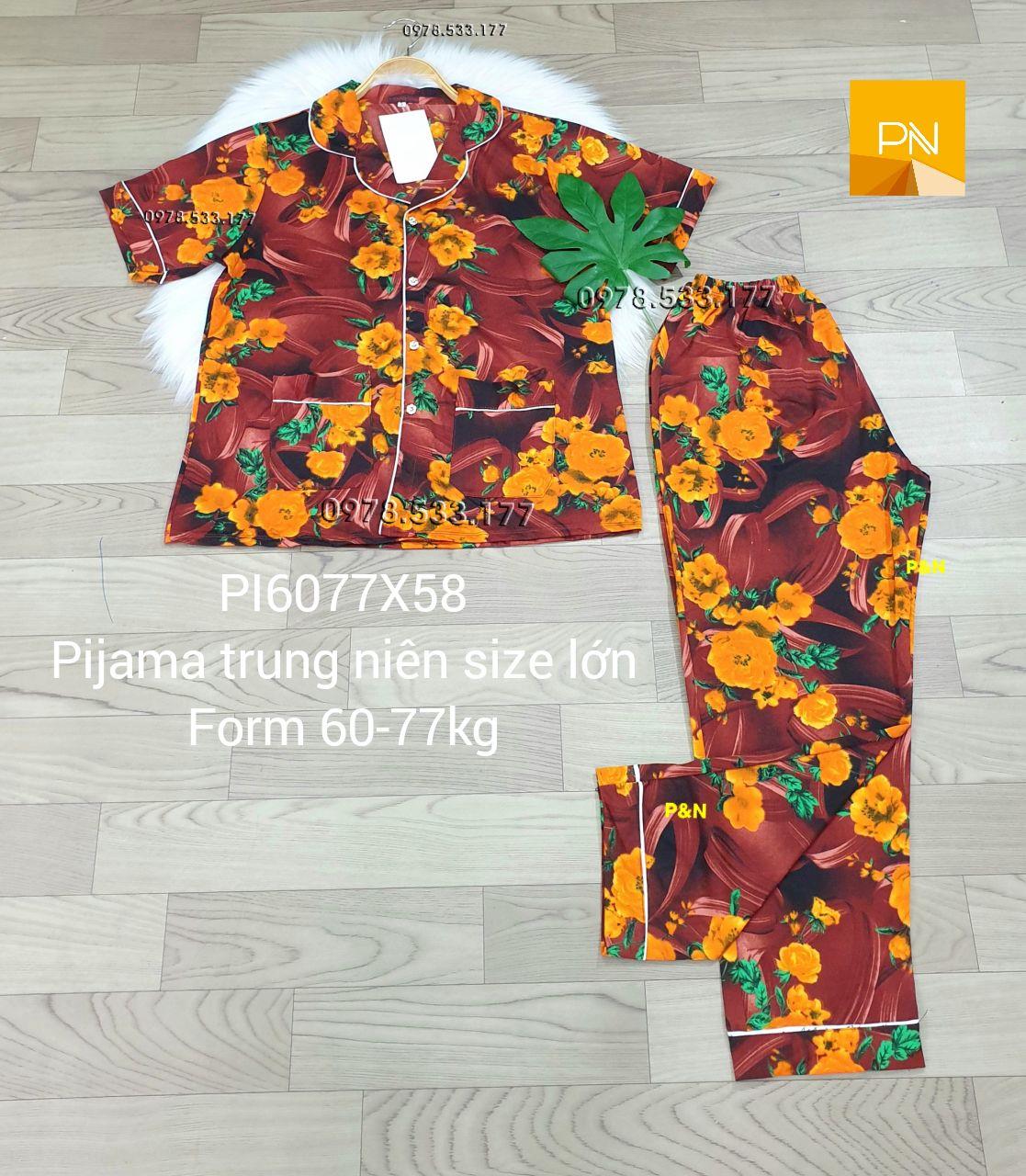 [60-77kg] Đồ bộ trung niên Pijama size lớn đẹp cao cấp - PI6077X58