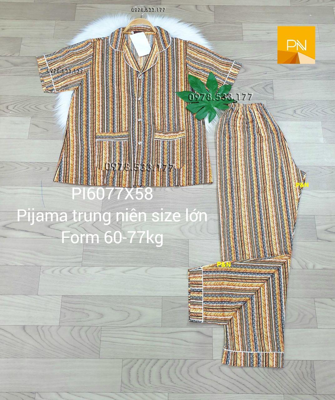 [60-77kg] Đồ bộ trung niên Pijama size lớn đẹp cao cấp - PI6077X58