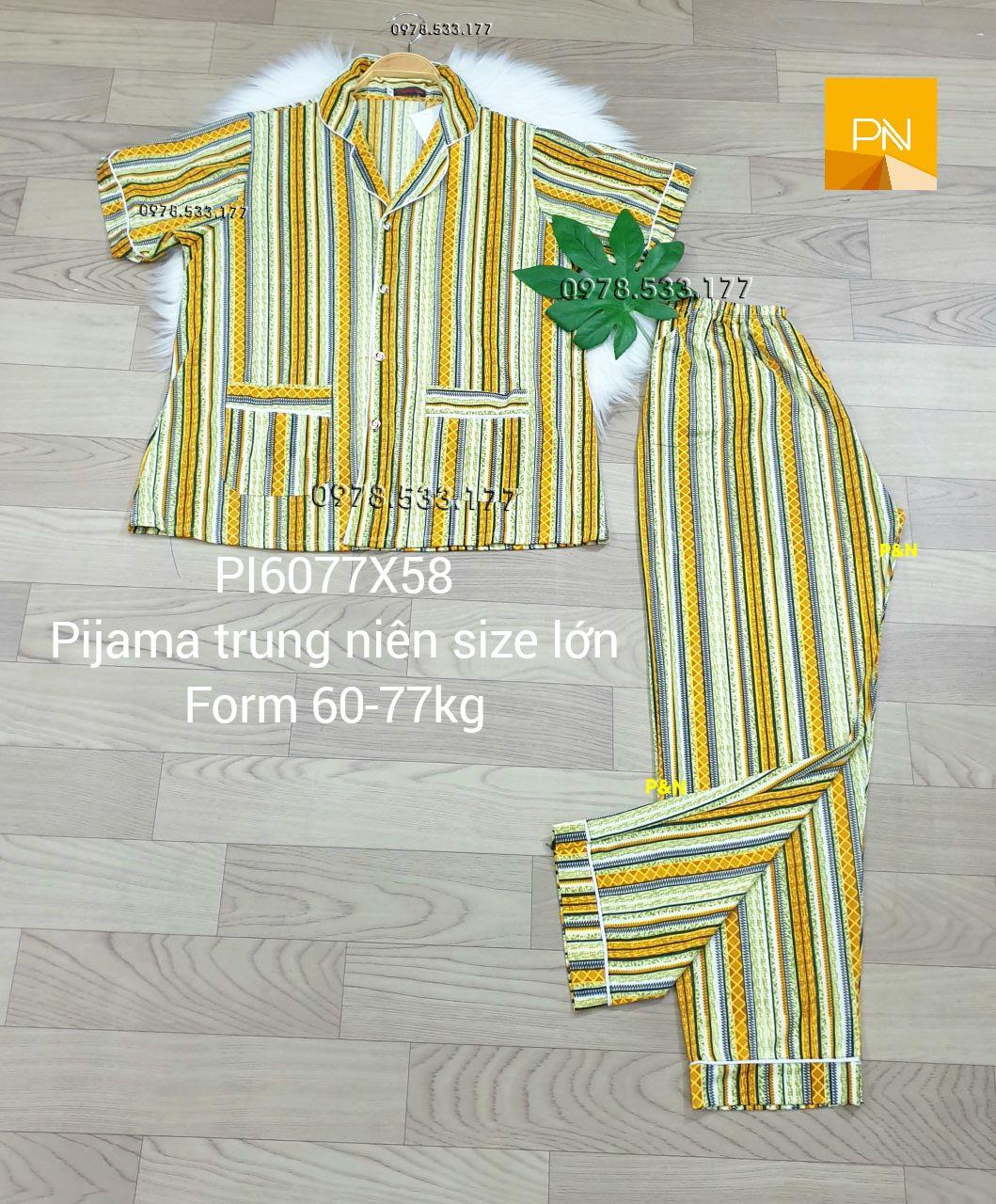 [60-77kg] Đồ bộ trung niên Pijama size lớn đẹp cao cấp - PI6077X58