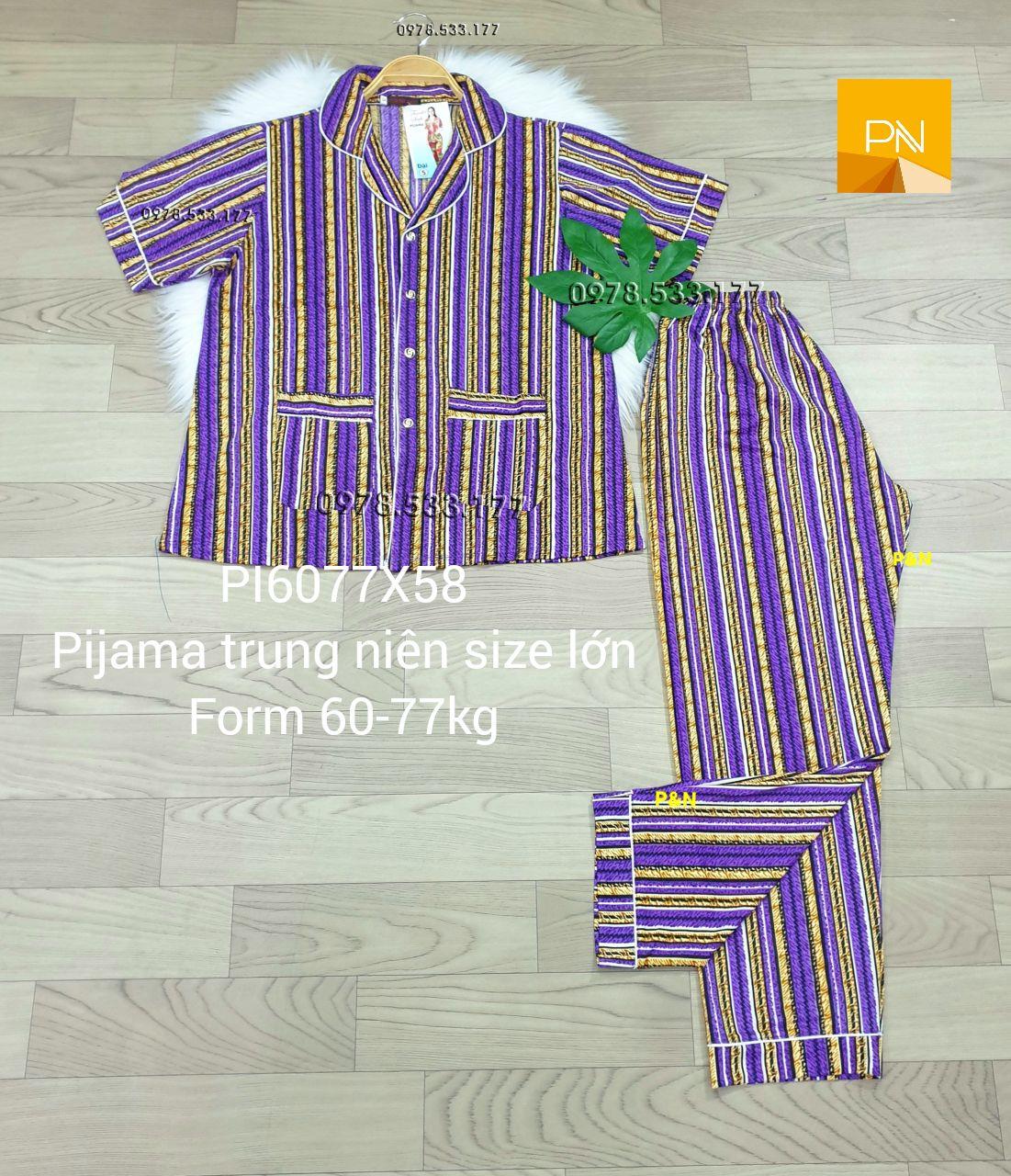 [60-77kg] Đồ bộ trung niên Pijama size lớn đẹp cao cấp - PI6077X58