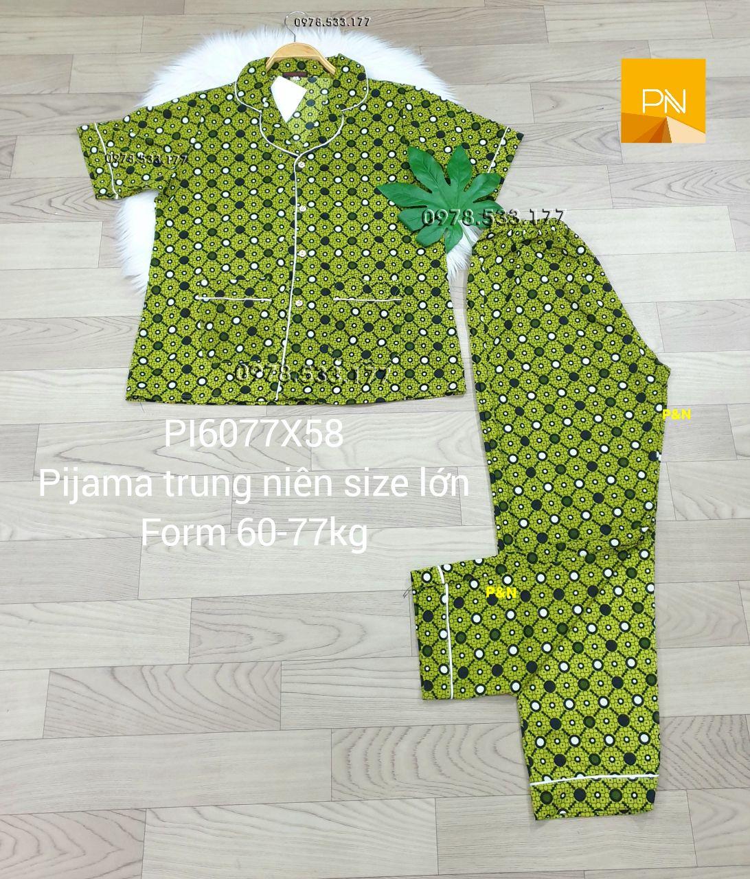 [60-77kg] Đồ bộ trung niên Pijama size lớn đẹp cao cấp - PI6077X58