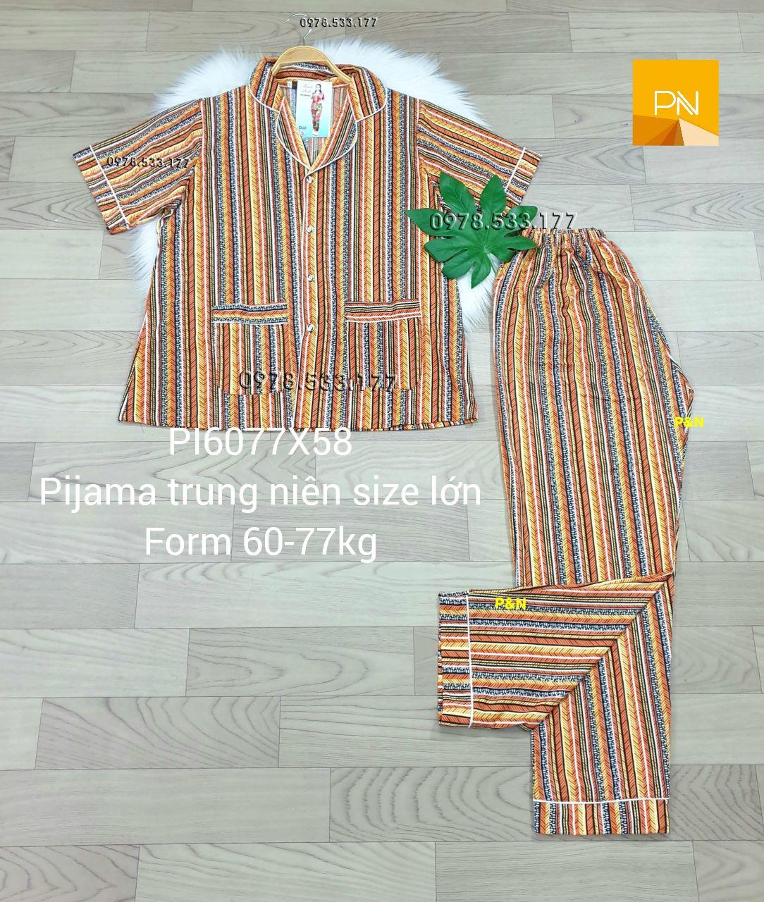[60-77kg] Đồ bộ trung niên Pijama size lớn đẹp cao cấp - PI6077X58