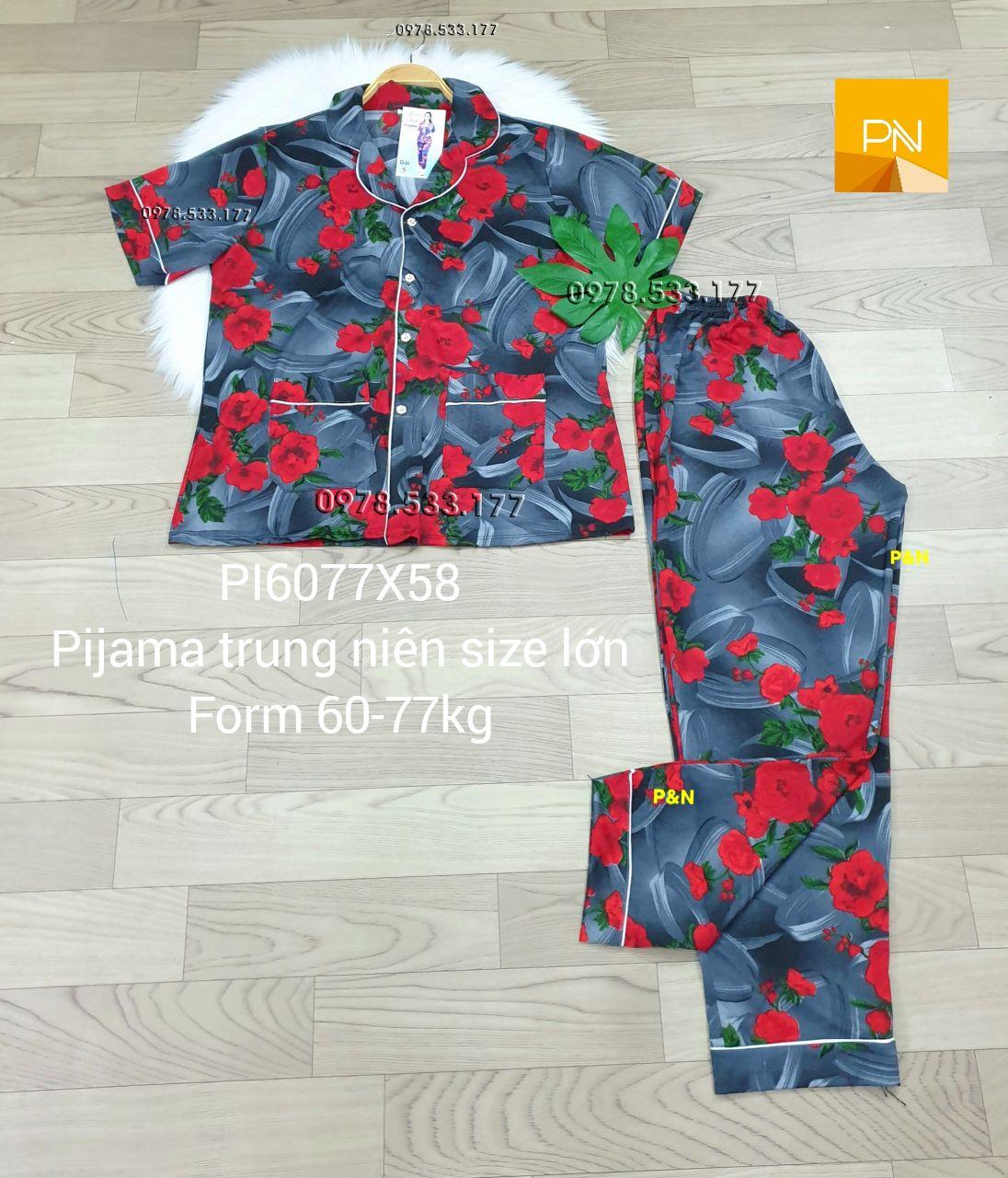 [60-77kg] Đồ bộ trung niên Pijama size lớn đẹp cao cấp - PI6077X58