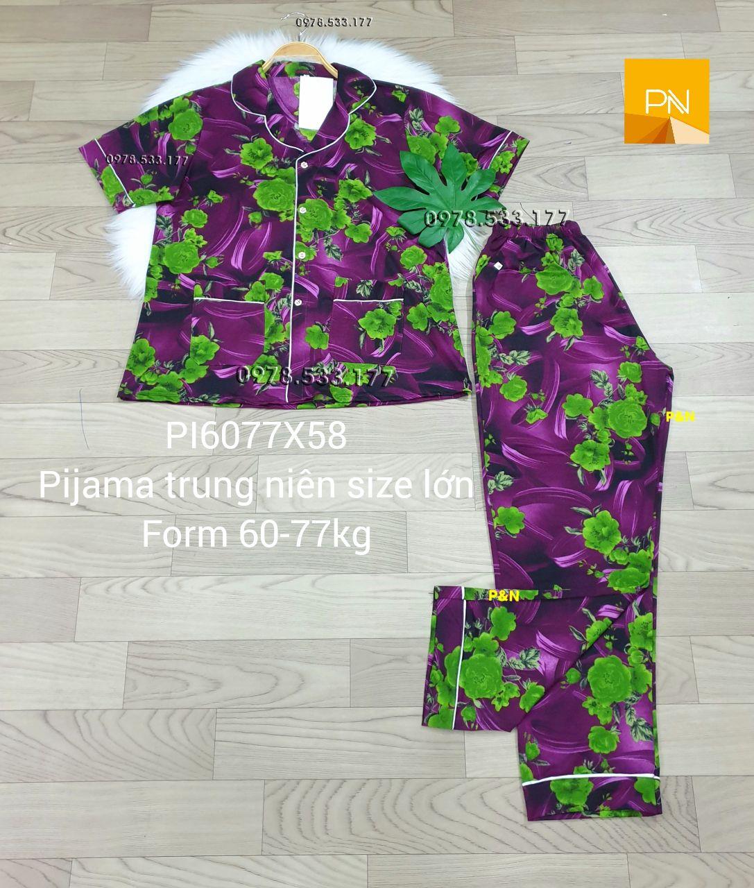 [60-77kg] Đồ bộ trung niên Pijama size lớn đẹp cao cấp - PI6077X58