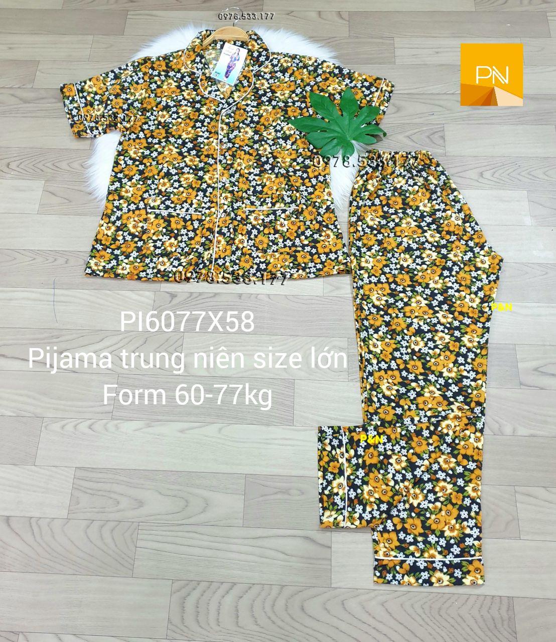 [60-77kg] Đồ bộ trung niên Pijama size lớn đẹp cao cấp - PI6077X58