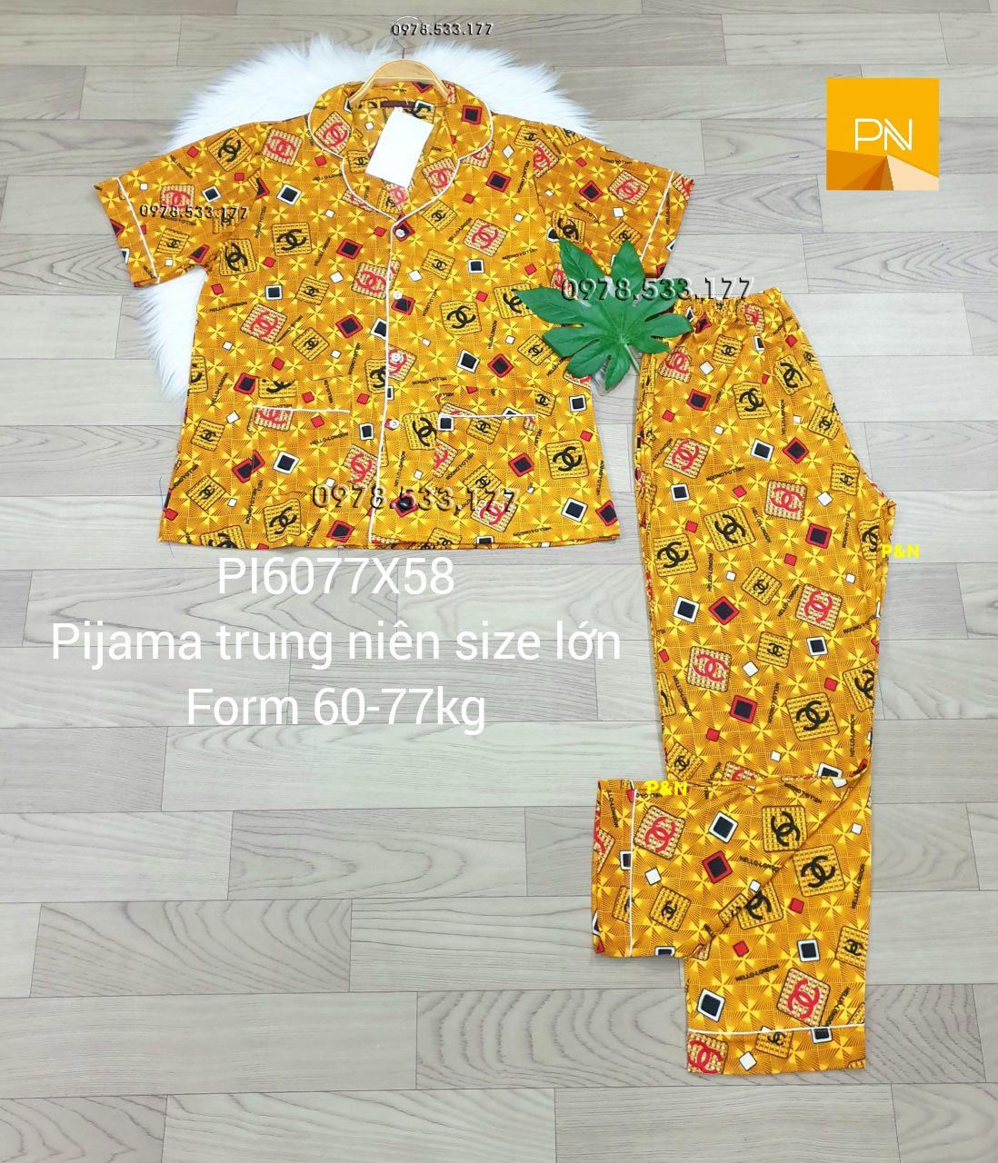 [60-77kg] Đồ bộ trung niên Pijama size lớn đẹp cao cấp - PI6077X58
