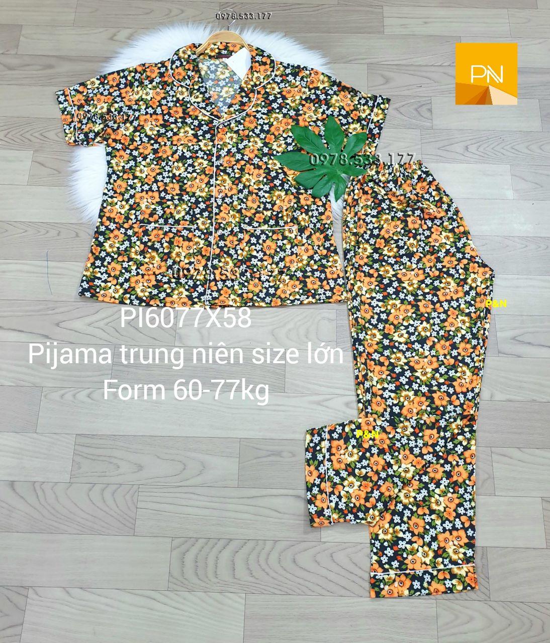 [60-77kg] Đồ bộ trung niên Pijama size lớn đẹp cao cấp - PI6077X58