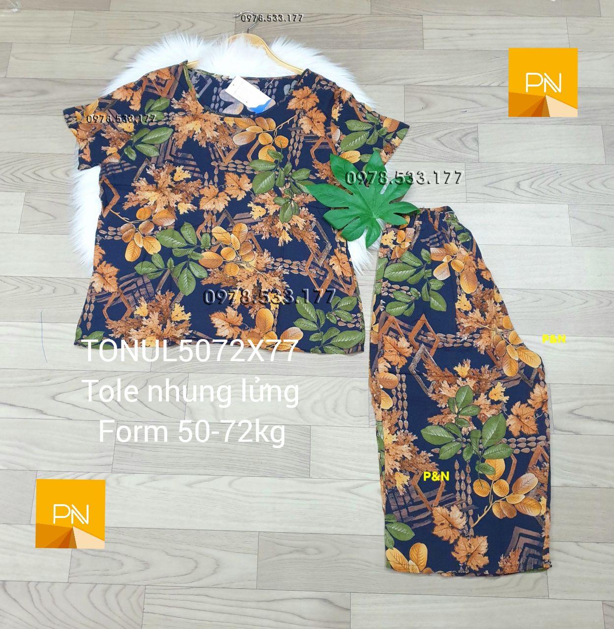 [50-77kg] Đồ bộ trung niên tole nhung lửng cao cấp - TONUL5072X77