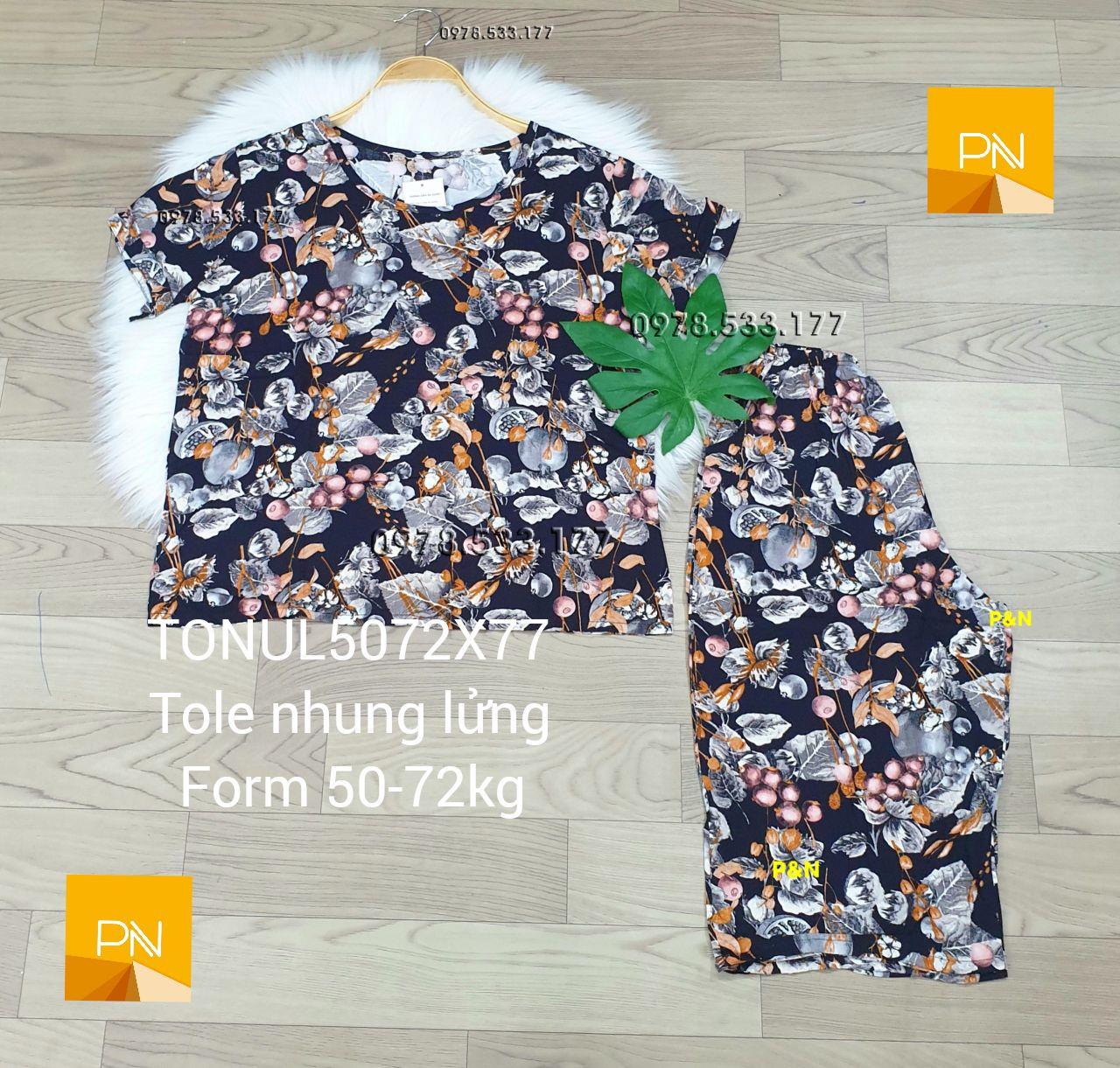 [50-77kg] Đồ bộ trung niên tole nhung lửng cao cấp - TONUL5072X77