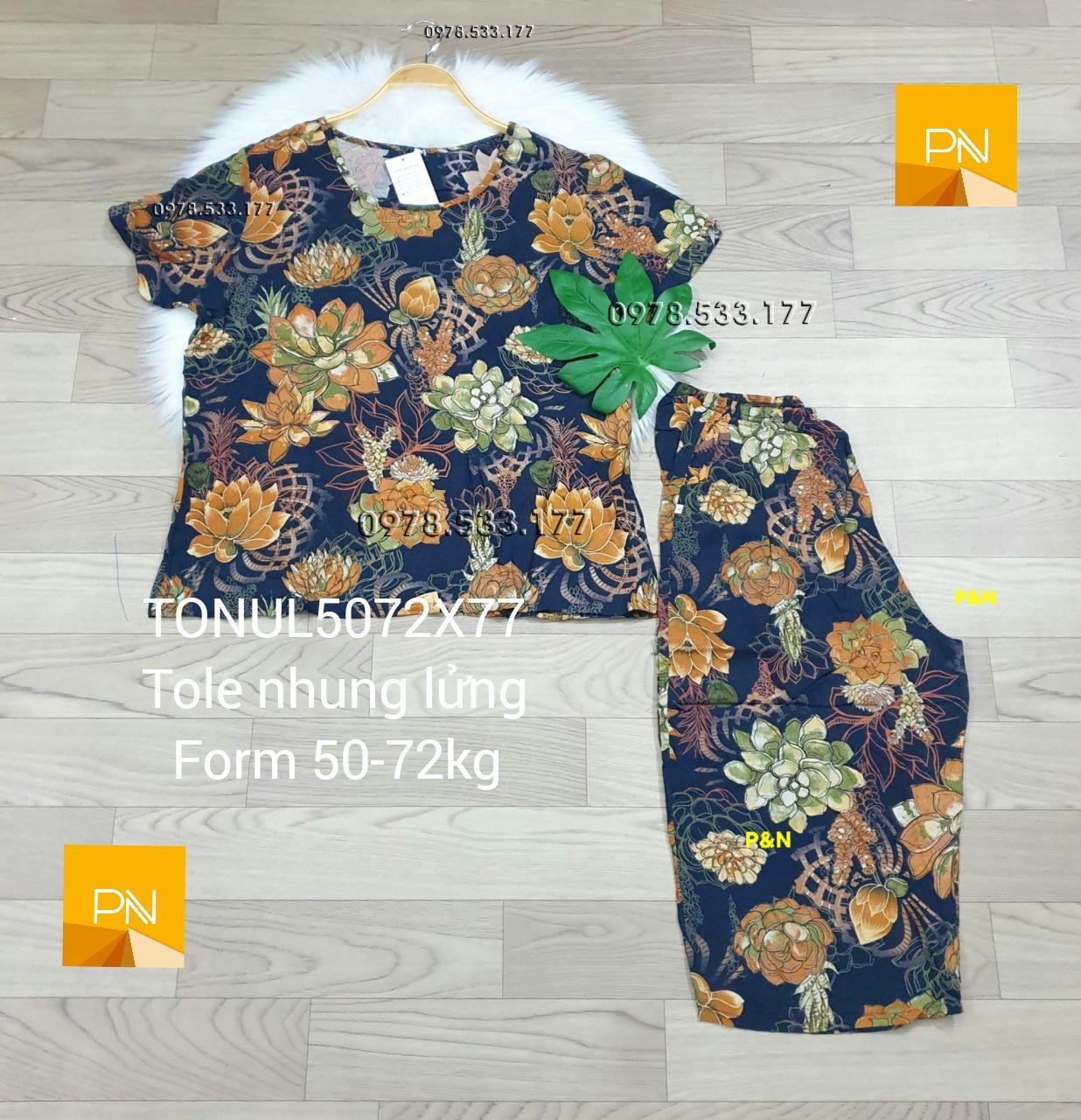 [50-77kg] Đồ bộ trung niên tole nhung lửng cao cấp - TONUL5072X77