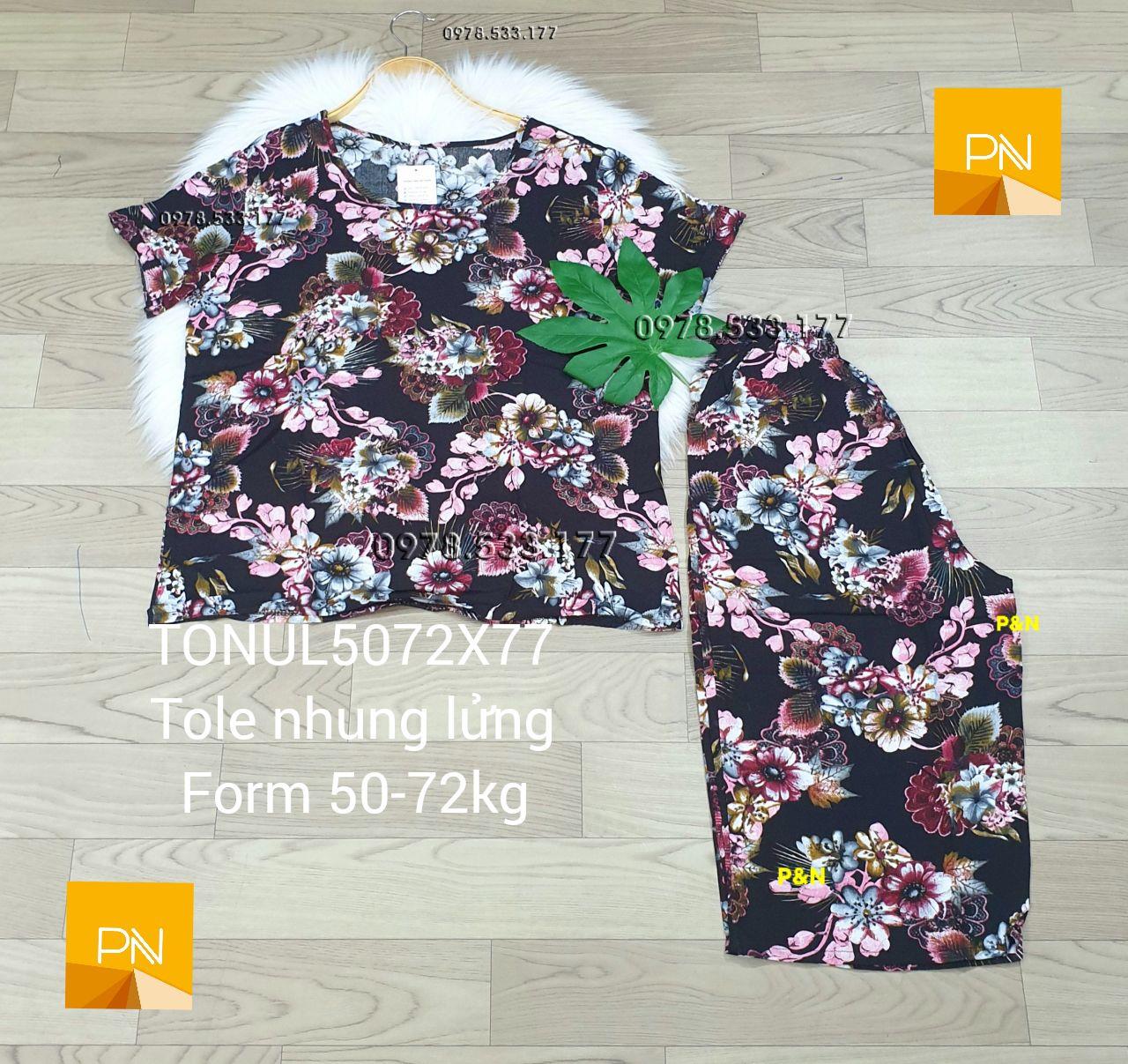 [50-77kg] Đồ bộ trung niên tole nhung lửng cao cấp - TONUL5072X77