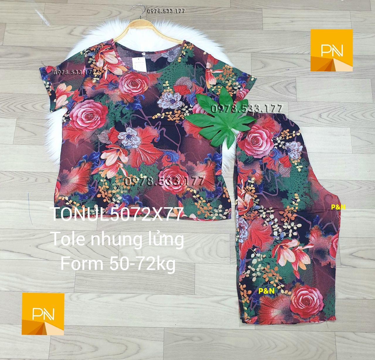 [50-77kg] Đồ bộ trung niên tole nhung lửng cao cấp - TONUL5072X77