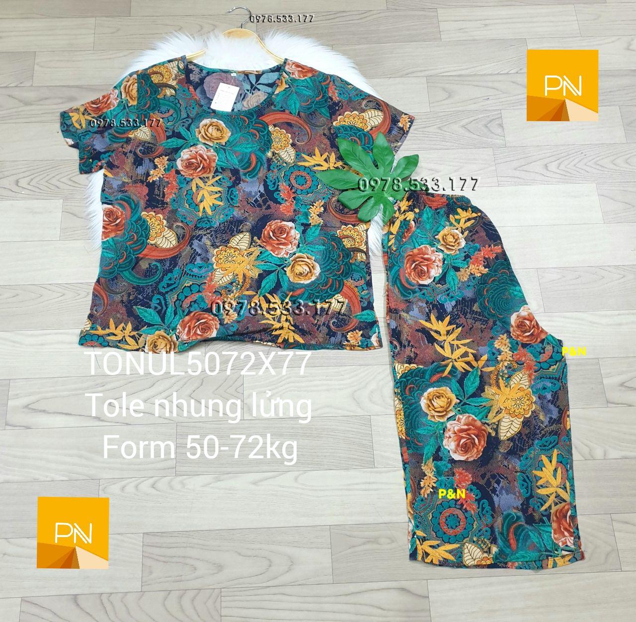 [50-77kg] Đồ bộ trung niên tole nhung lửng cao cấp - TONUL5072X77