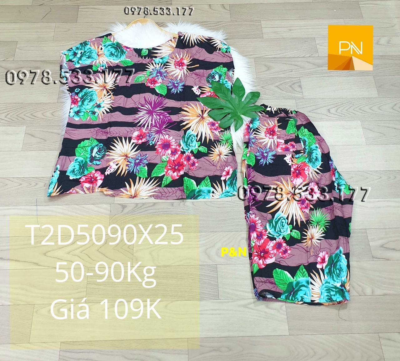 [50-90Kg] Đồ bộ trung niên mặc nhà tole 2 da lửng tay con rẻ đẹp - T2D5090X25