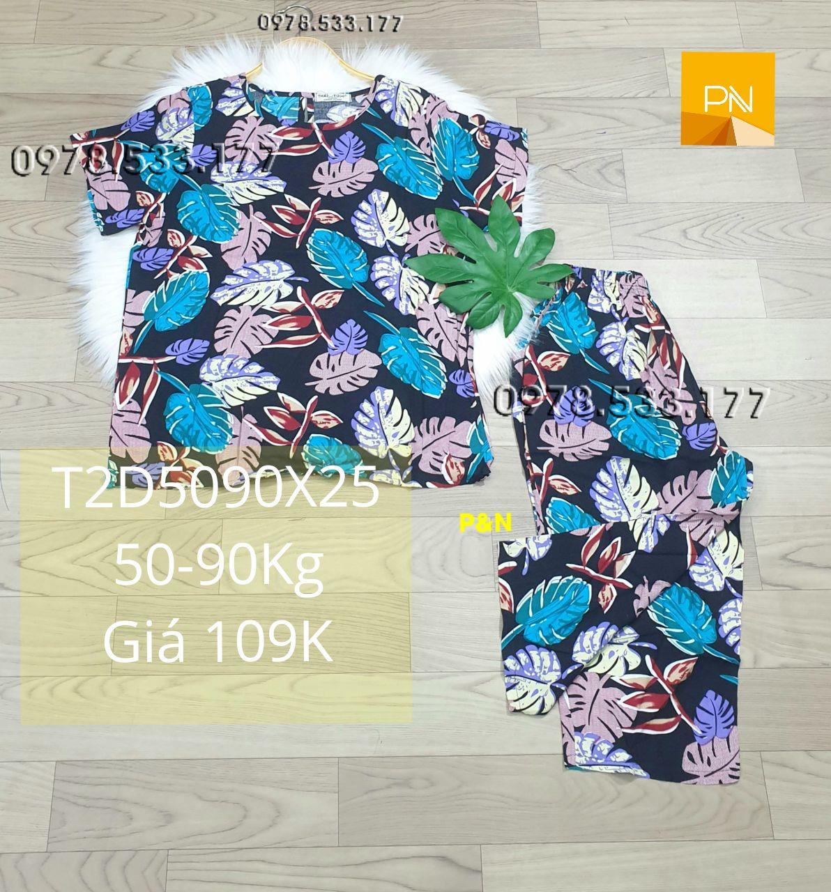 [50-90Kg] Đồ bộ trung niên mặc nhà tole 2 da lửng tay con rẻ đẹp - T2D5090X25