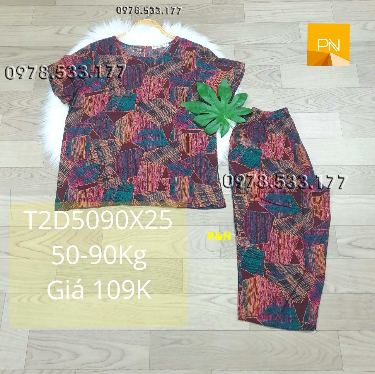 [50-90Kg] Đồ bộ trung niên mặc nhà tole 2 da lửng tay con rẻ đẹp - T2D5090X25