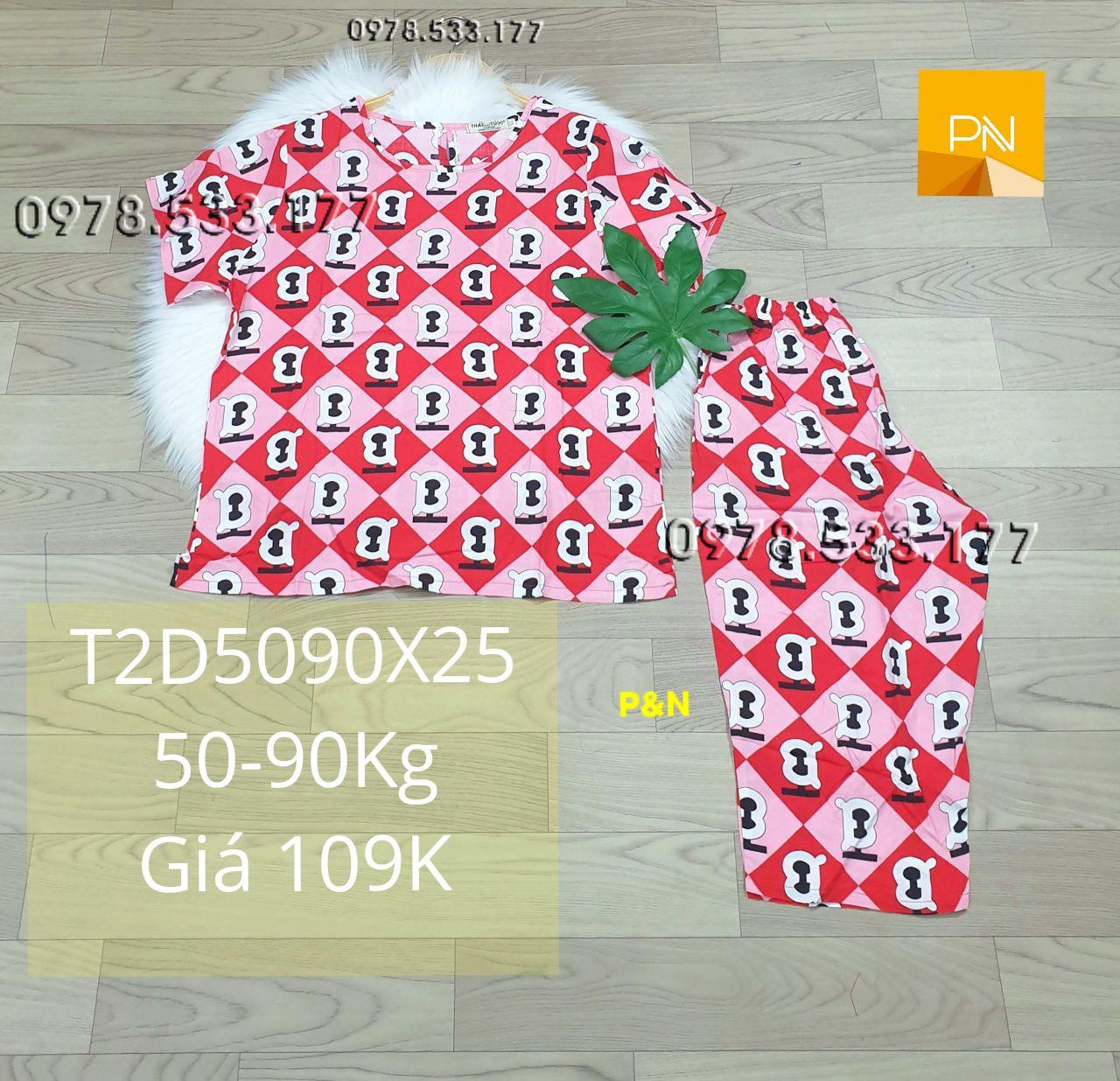 [50-90Kg] Đồ bộ trung niên mặc nhà tole 2 da lửng tay con rẻ đẹp - T2D5090X25