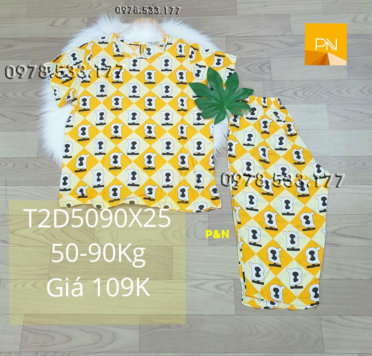 [50-90Kg] Đồ bộ trung niên mặc nhà tole 2 da lửng tay con rẻ đẹp - T2D5090X25