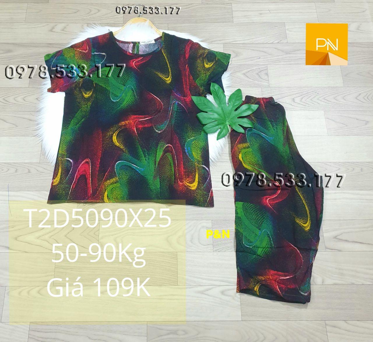 [50-90Kg] Đồ bộ trung niên mặc nhà tole 2 da lửng tay con rẻ đẹp - T2D5090X25