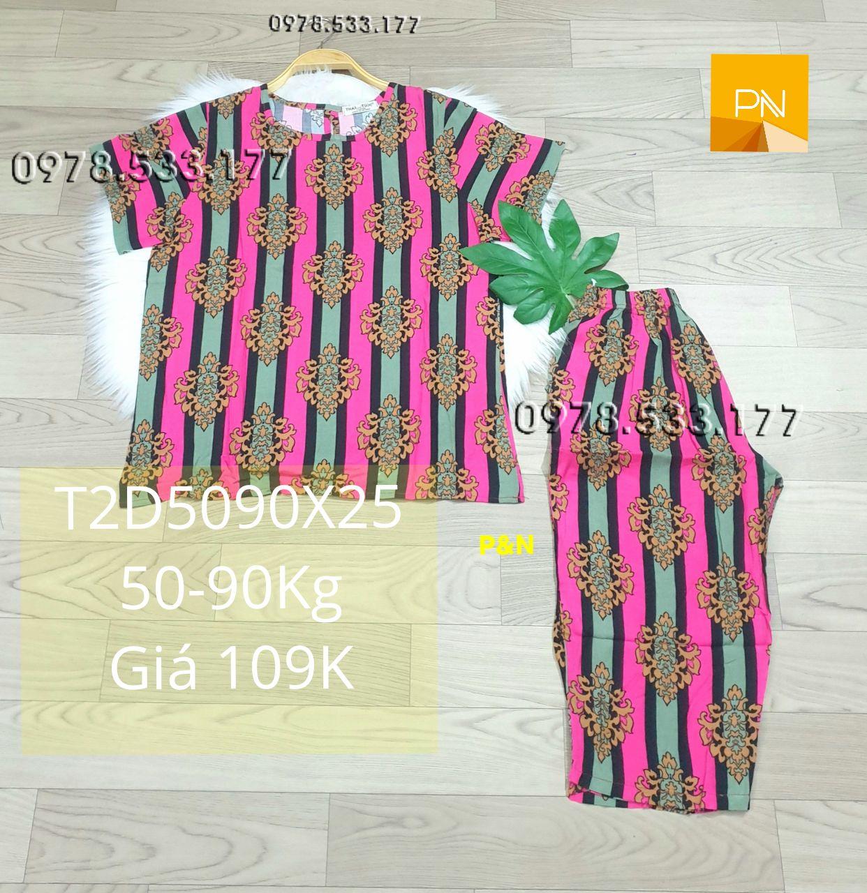 [50-90Kg] Đồ bộ trung niên mặc nhà tole 2 da lửng tay con rẻ đẹp - T2D5090X25