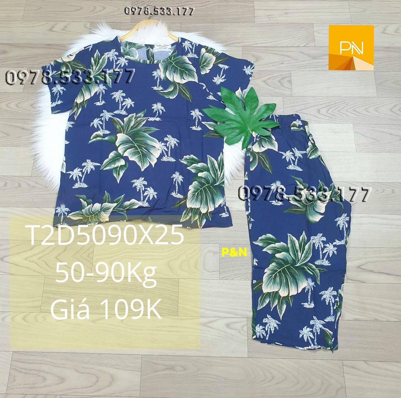 [50-90Kg] Đồ bộ trung niên mặc nhà tole 2 da lửng tay con rẻ đẹp - T2D5090X25