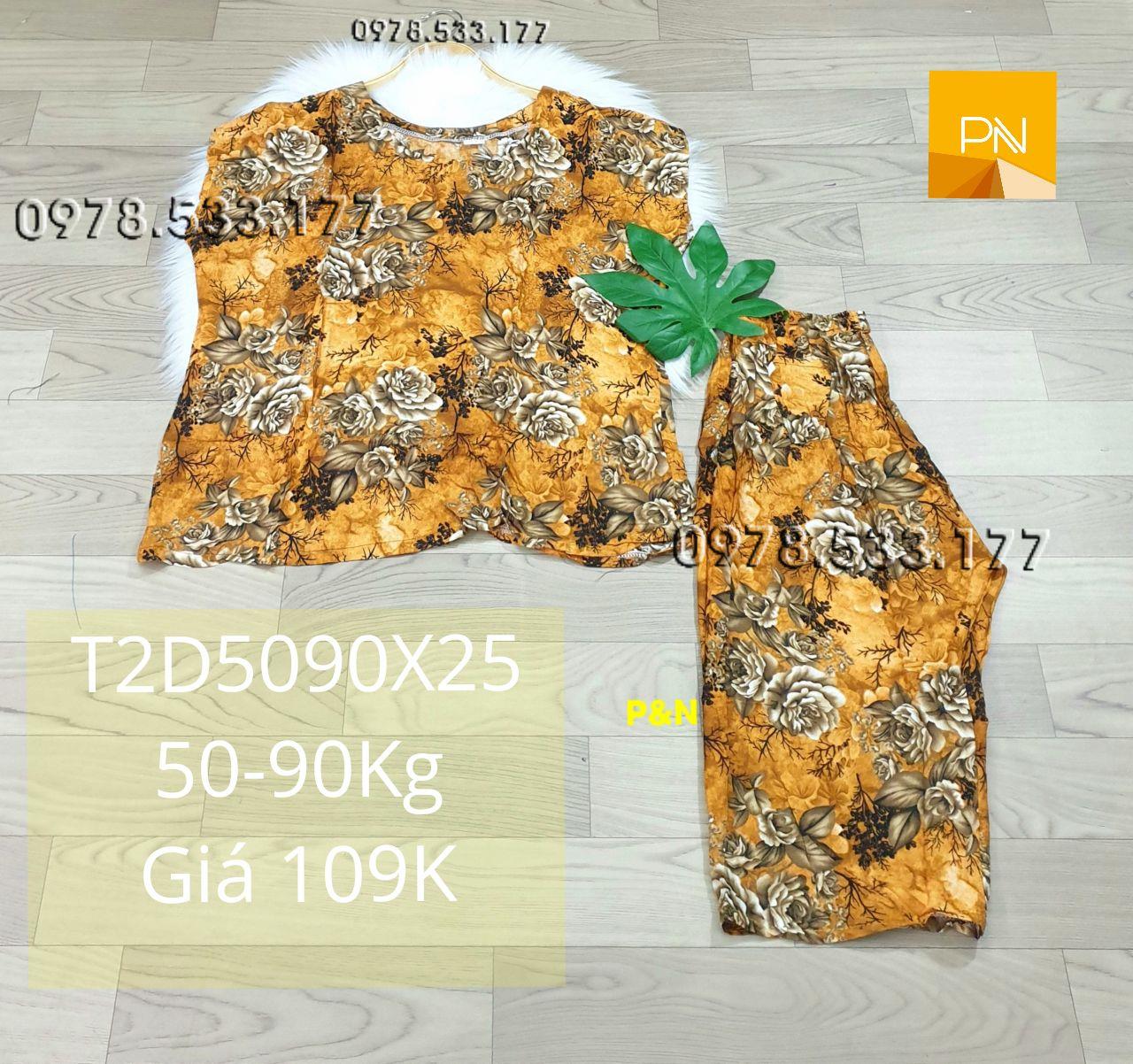 [50-90Kg] Đồ bộ trung niên mặc nhà tole 2 da lửng tay con rẻ đẹp - T2D5090X25