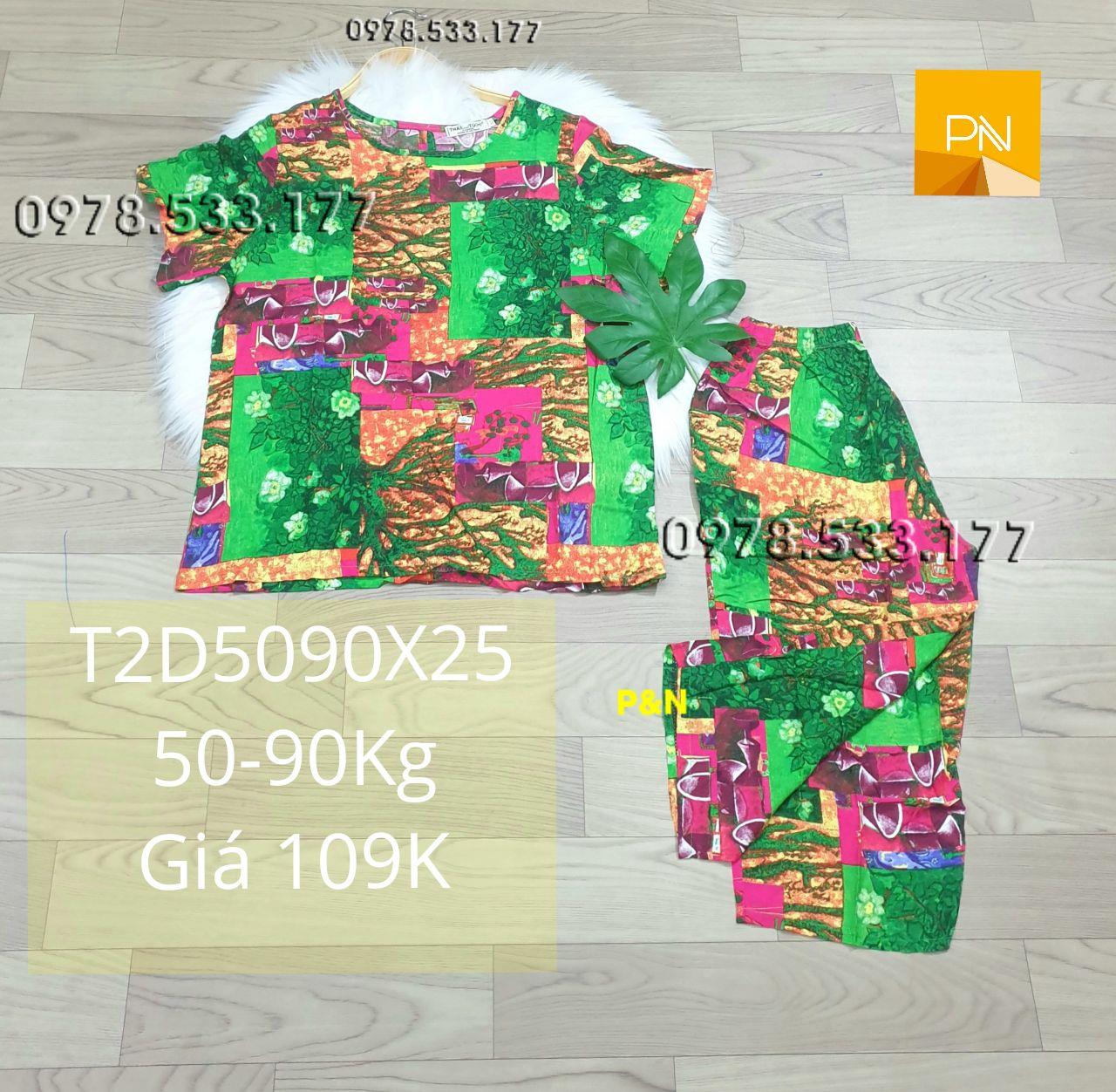 [50-90Kg] Đồ bộ trung niên mặc nhà tole 2 da lửng tay con rẻ đẹp - T2D5090X25