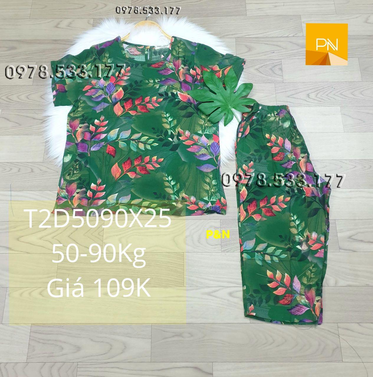 [50-90Kg] Đồ bộ trung niên mặc nhà tole 2 da lửng tay con rẻ đẹp - T2D5090X25