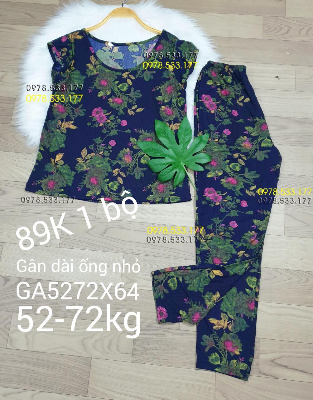 [52-72kg] Đồ bộ thun gân tằm quần dài họa tiết đẹp - GA5272X64