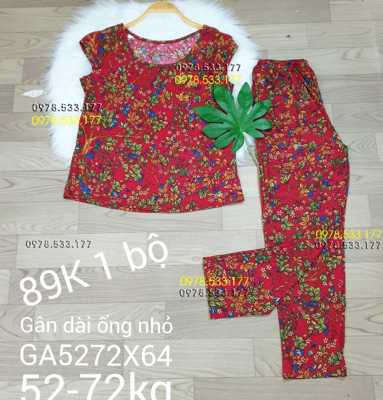 [52-72kg] Đồ bộ thun gân tằm quần dài họa tiết đẹp - GA5272X64