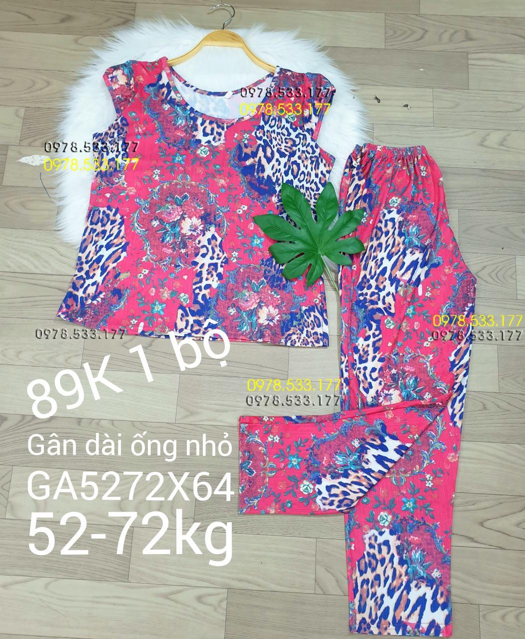 [52-72kg] Đồ bộ thun gân tằm quần dài họa tiết đẹp - GA5272X64