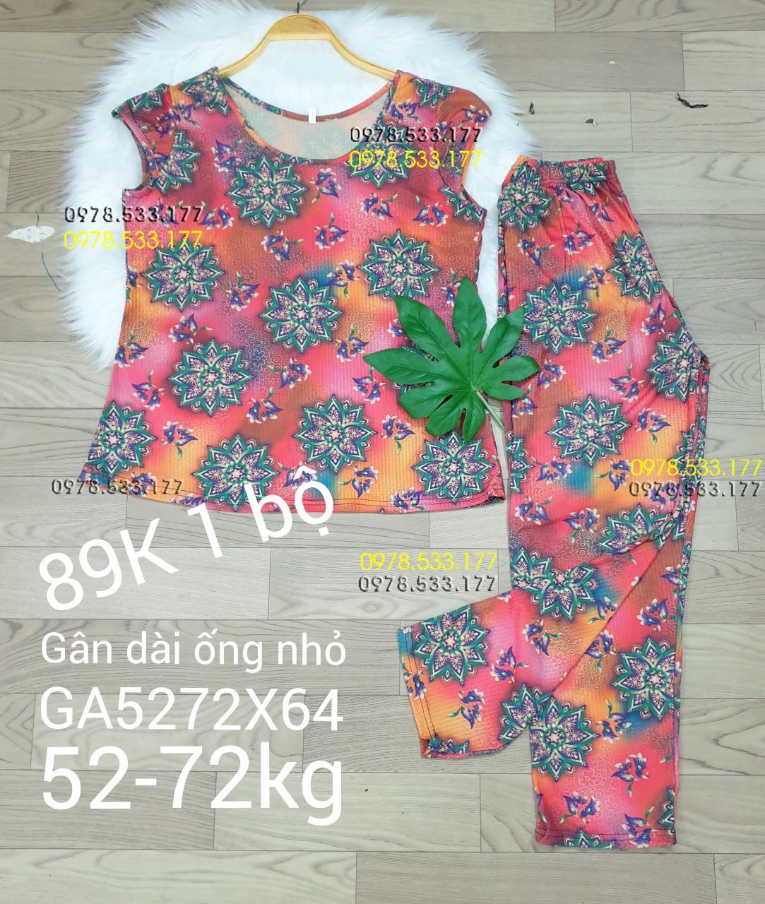 [52-72kg] Đồ bộ thun gân tằm quần dài họa tiết đẹp - GA5272X64